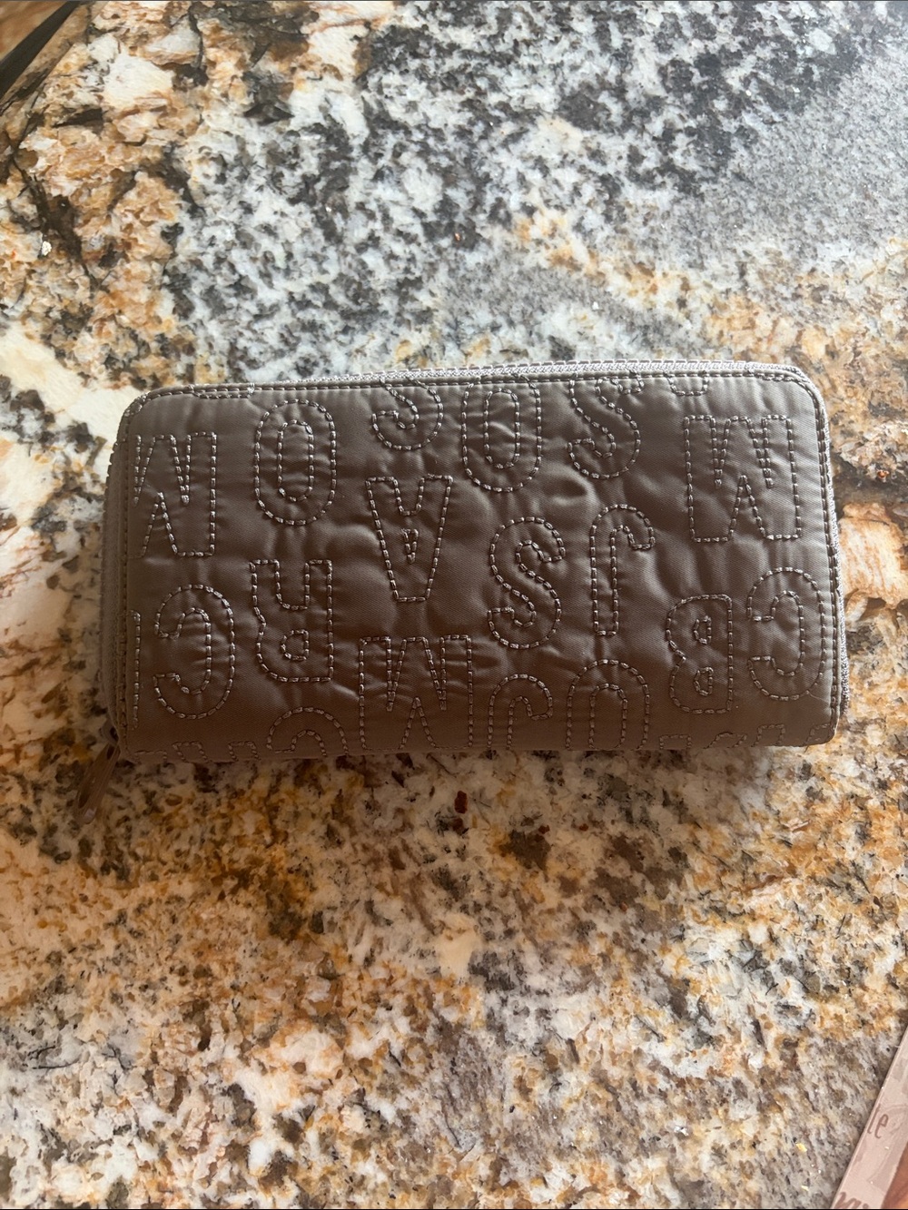 Marc by Marc Jacobs Quilted Taupe Zip Wallet with Logo Plaque - Picture 14 of 15